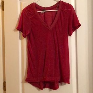 Red/Pink Free People V-neck Day Shirt